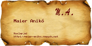 Maier Anikó névjegykártya